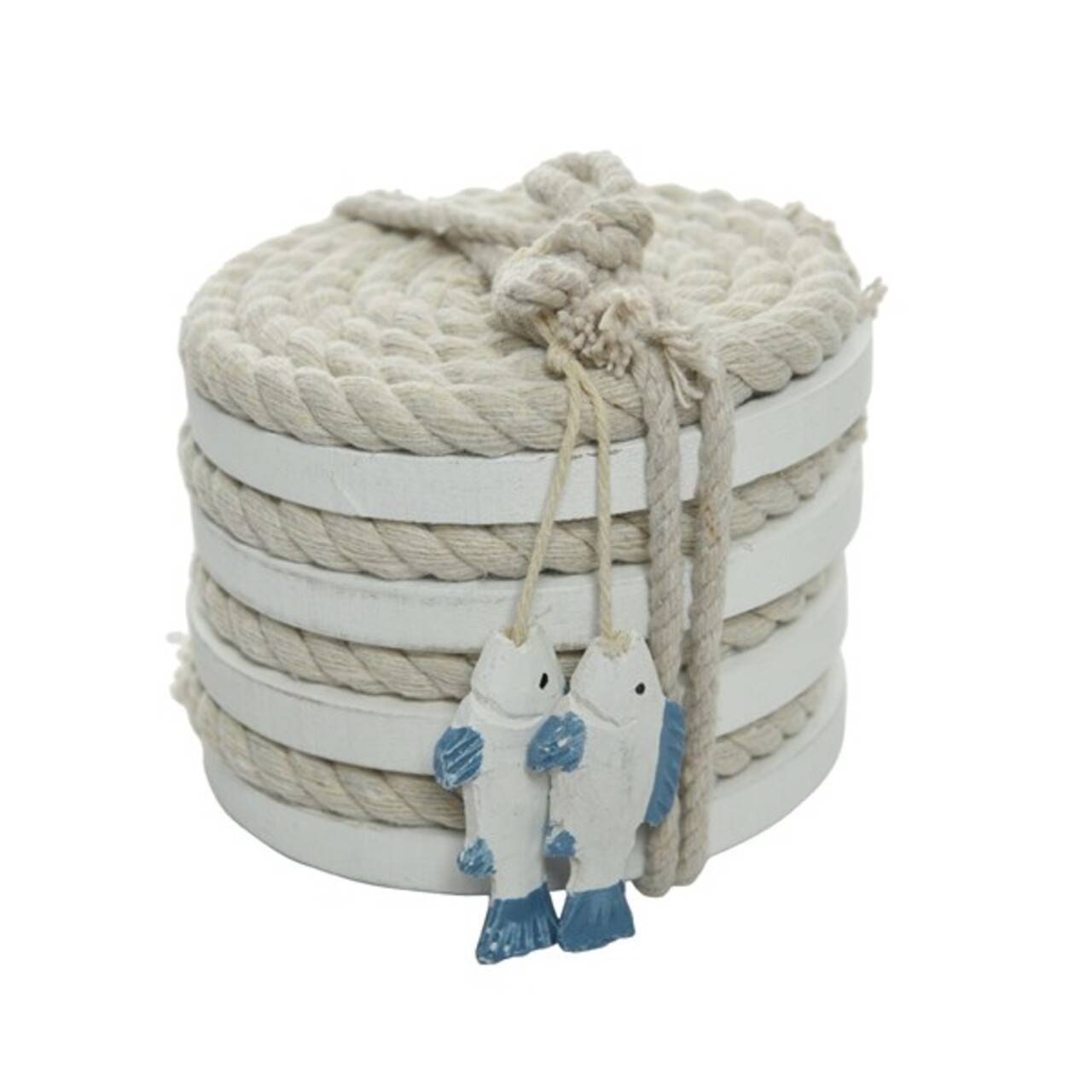 Decoris - Sous-verres poisson MDF blanc/crème 10x7 cm - DECORIS