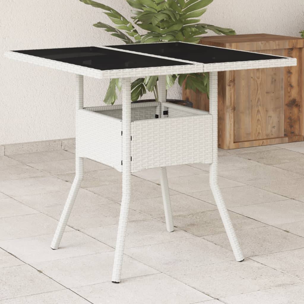 PANGIVO - Table de jardin résine tressée verre blanc 80 x 80 x 75 cm - PANGIVO - Image 1