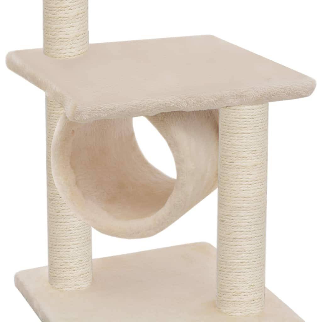 Helloshop26 - Arbre à chat griffoir grattoir niche jouet animaux peluché en sisal 65 cm beige - Imagen 4
