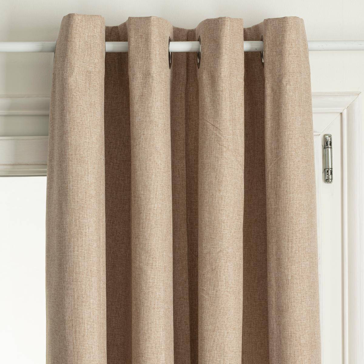 Atmosphera - Lot de 2 Rideaux à  œillets Occultant en tissu Beige Lin 140 x 260 cm - Imagen 2