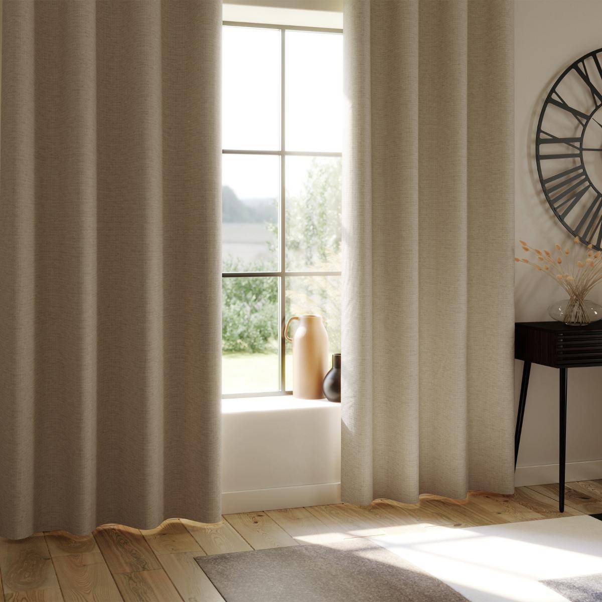 Atmosphera - Lot de 2 Rideaux à  œillets Occultant en tissu Beige Lin 140 x 260 cm - Imagen 3