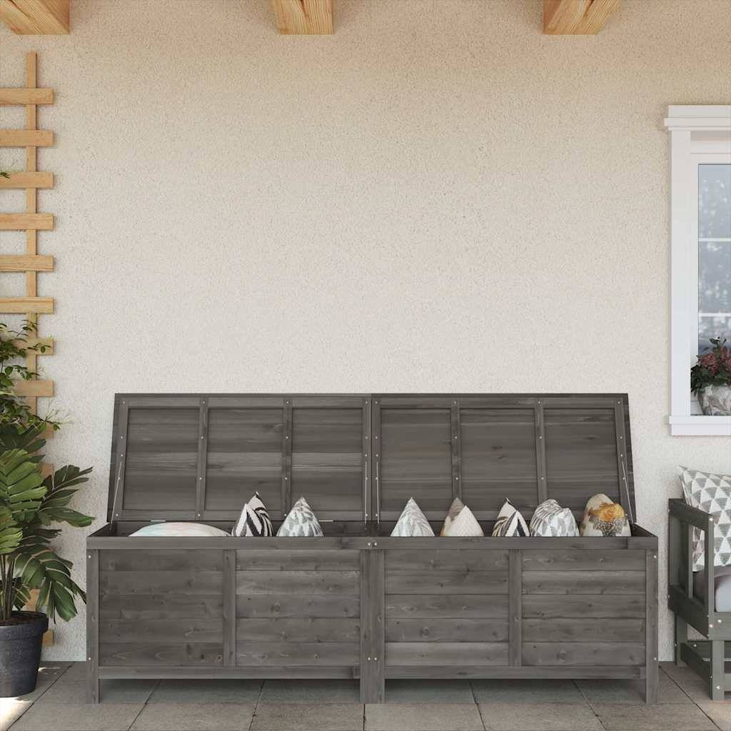 Coffre de Rangement Jardin Bois de Sapin Massif Grande Capacité Anthracite 198.5 cm – ComfortXL Outdoor Living - Image 1