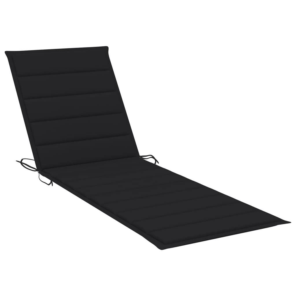 Helloshop26 - Transat chaise longue bain de soleil lit de jardin terrasse meuble d'extérieur avec coussin noir bois de pin imprégné - Imagen 4