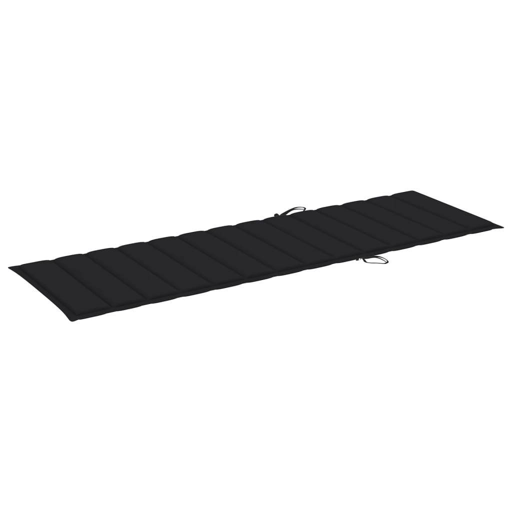 Helloshop26 - Transat chaise longue bain de soleil lit de jardin terrasse meuble d'extérieur avec coussin noir bois de pin imprégné - Imagen 5