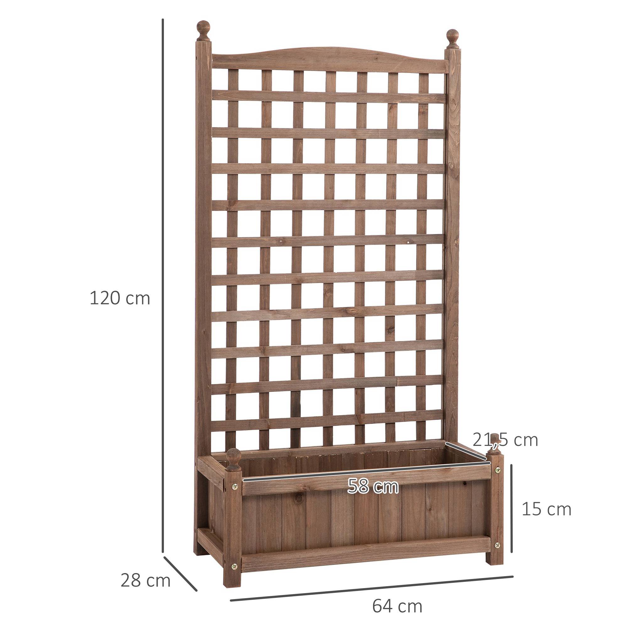 Bac surélevé avec treillis, jardinière fleurs, arche rosier, bois, 64x28x120 cm, brun foncé - Image 5