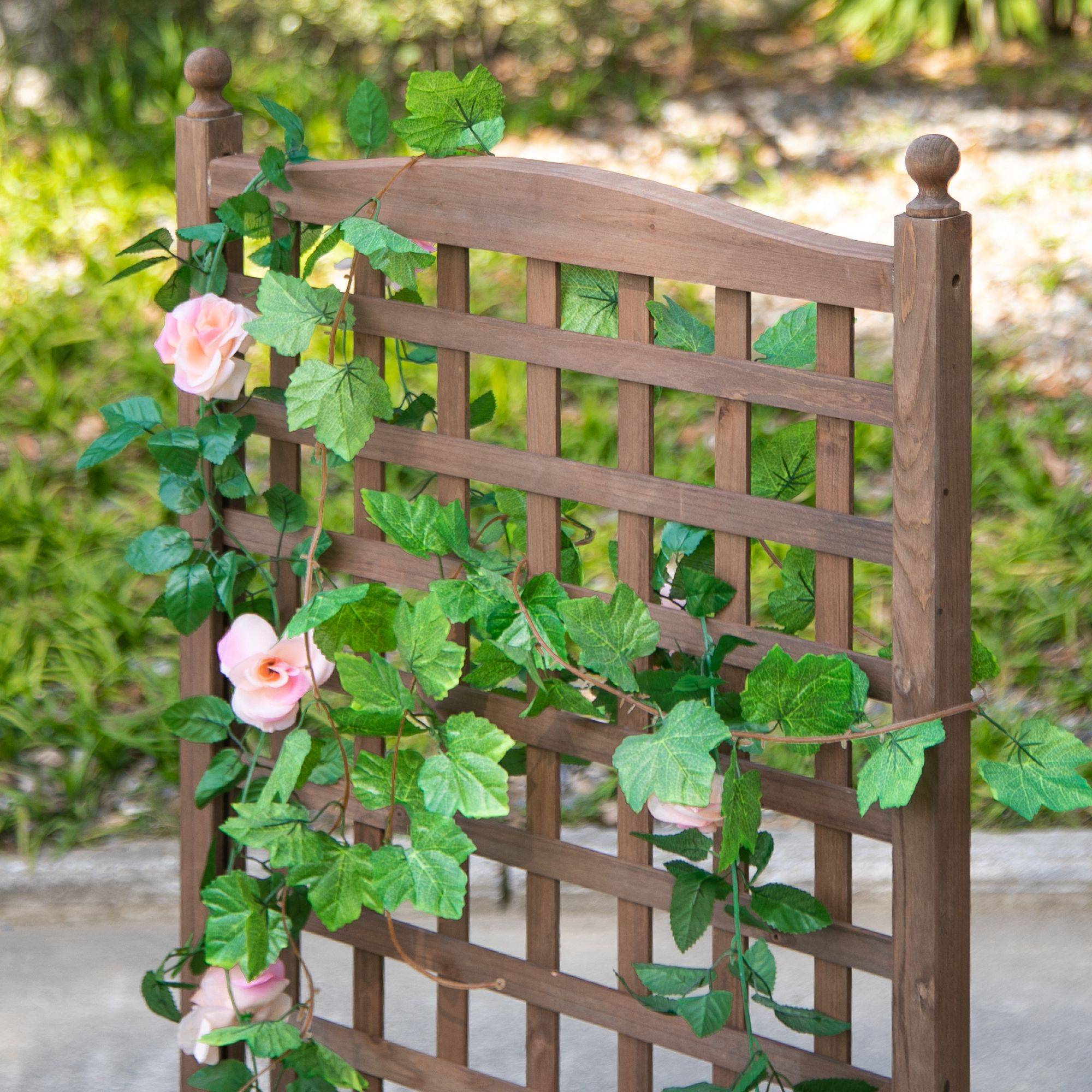 Bac surélevé avec treillis, jardinière fleurs, arche rosier, bois, 64x28x120 cm, brun foncé - Image 9