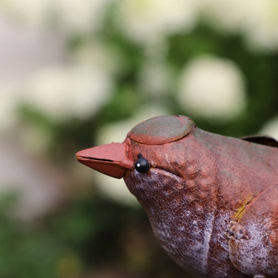 ~ Oiseau métal rouge et orange 18 x 4.5 x 10 cm Chemin de campagne - Imagen 6