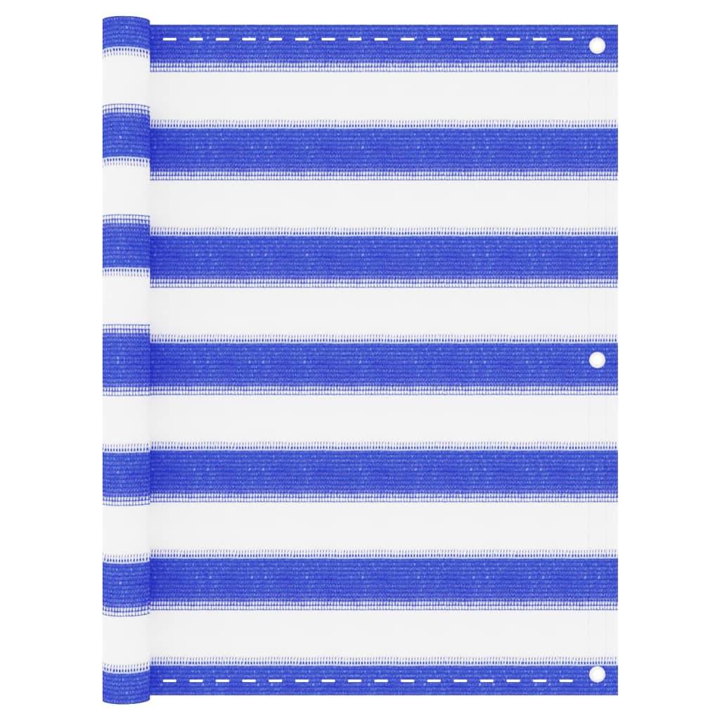Helloshop26 - Écran de balcon brise pare vue protection confidentialité 75 x 400 cm PEHD bleu et blanc - Imagen 1