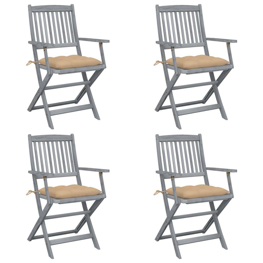 Lot de 4 chaises de jardin bois d'acacia gris 54 x 61 x 88 cm - PANGIVO - Image 1