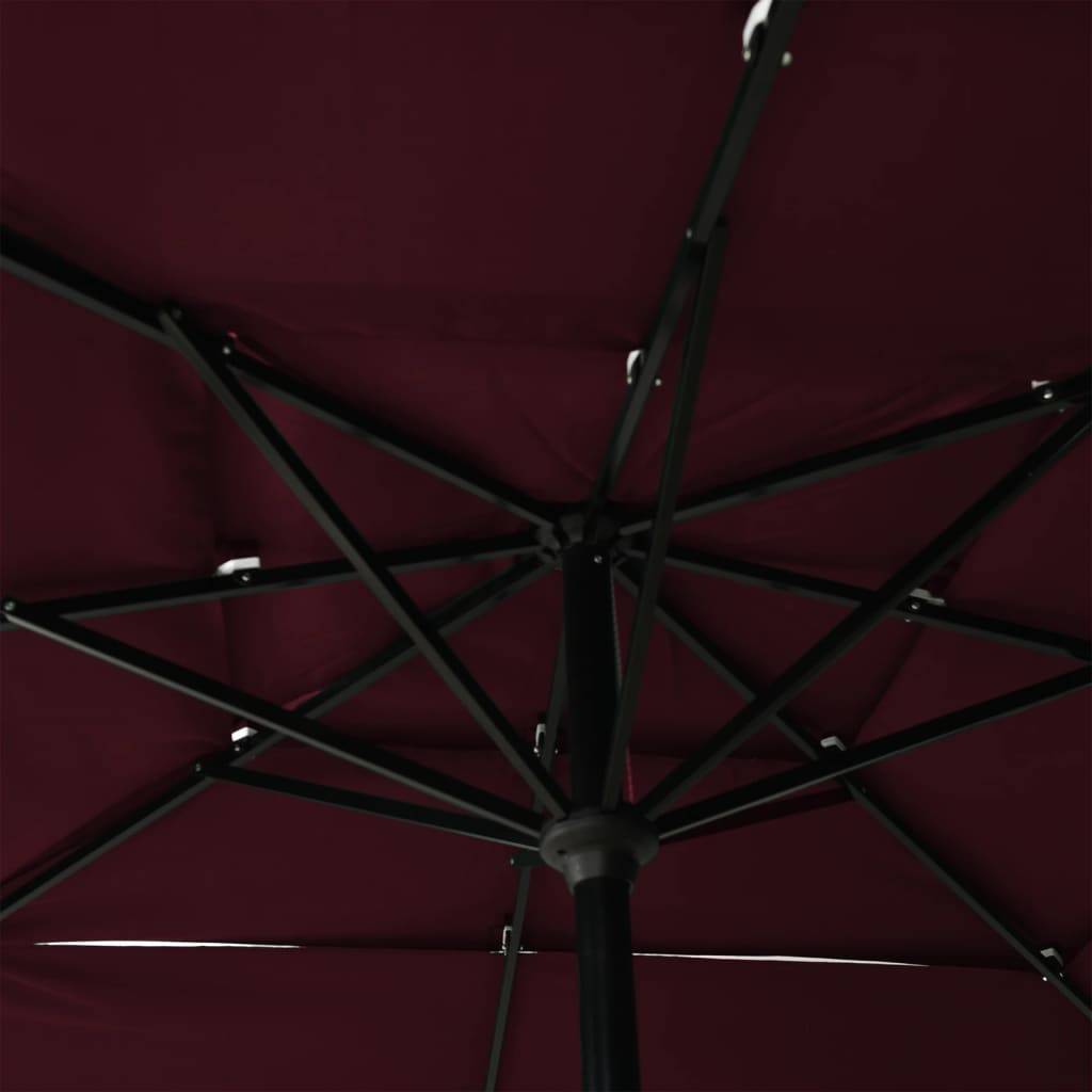 Helloshop26 - Parasol à 3 niveaux avec mât en aluminium 2,5 x 2,5 m rouge bordeaux - Imagen 5