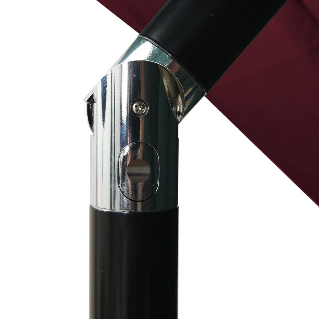 Helloshop26 - Parasol à 3 niveaux avec mât en aluminium 2,5 x 2,5 m rouge bordeaux - Imagen 6