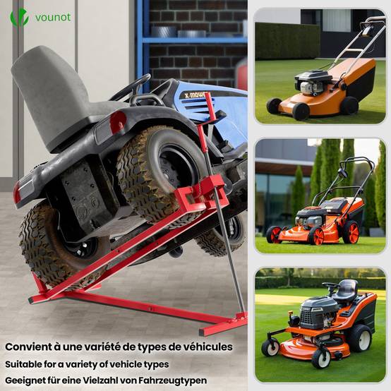 Vounot - Cric Lève Tracteur Tondeuse 400 kg max - télescopique 78 à 98 cm de long - angle d'inclinaison 45° - rouge - VOUNOT® - Image 6