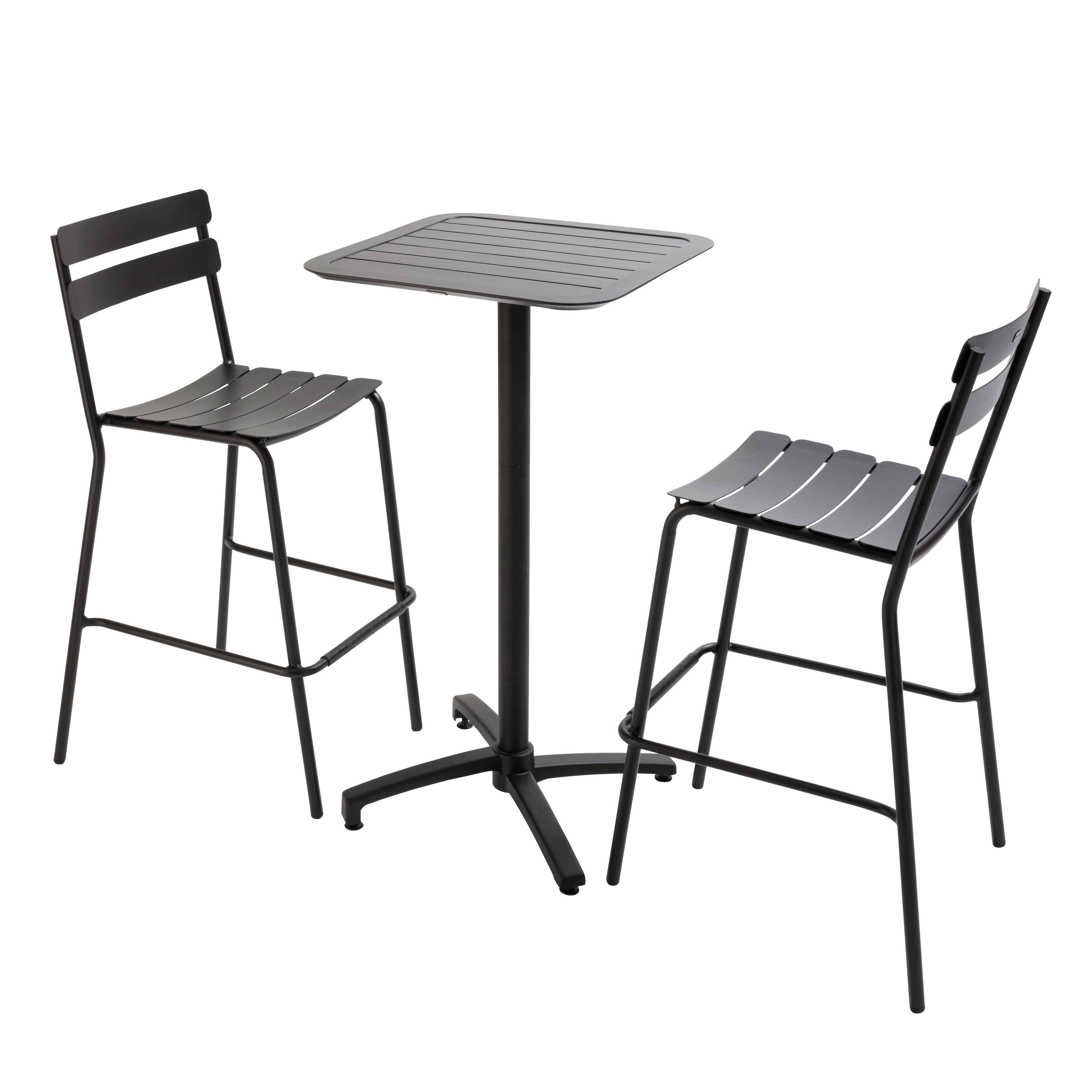 Oviala - Ensemble table haute de terrasse et 2 chaises en aluminium noir Almada - Oviala - Image 1