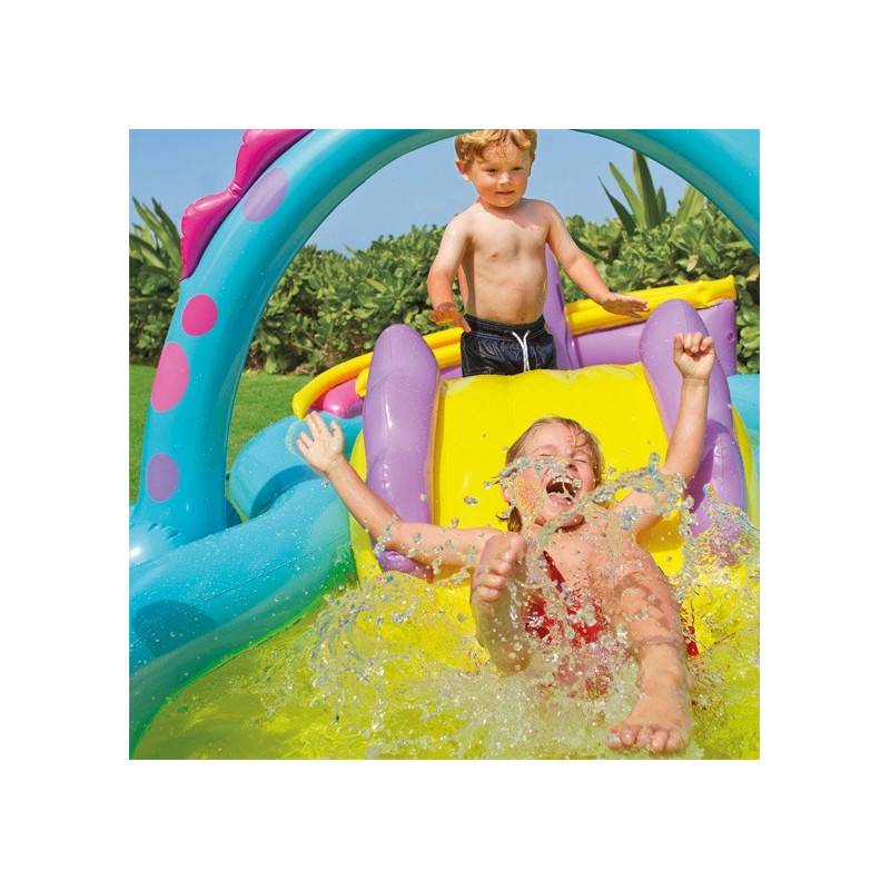 Pataugeoire Dinosaure – Matelas D'eau Gonflable 170×103×65 Cm, Sans Gonflage, PVC Haute Densité, Famille, été