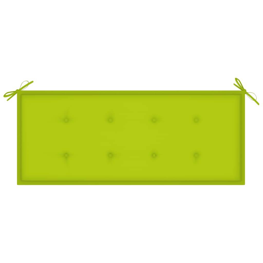 Helloshop26 - Banc de jardin meuble de patio d'extérieur terrasse avec coussin vert vif 120 cm bois de teck massif - Imagen 6