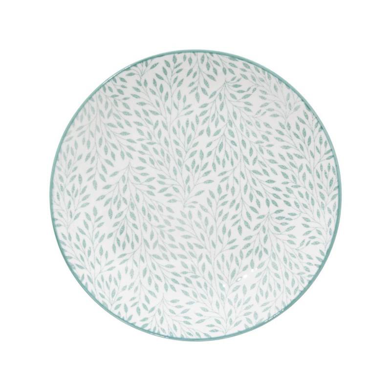 Service à vaisselles 18 pièces "Jasmin"- Motif végétal vert - D 19 / 20 / 26,5 cm - Image 3