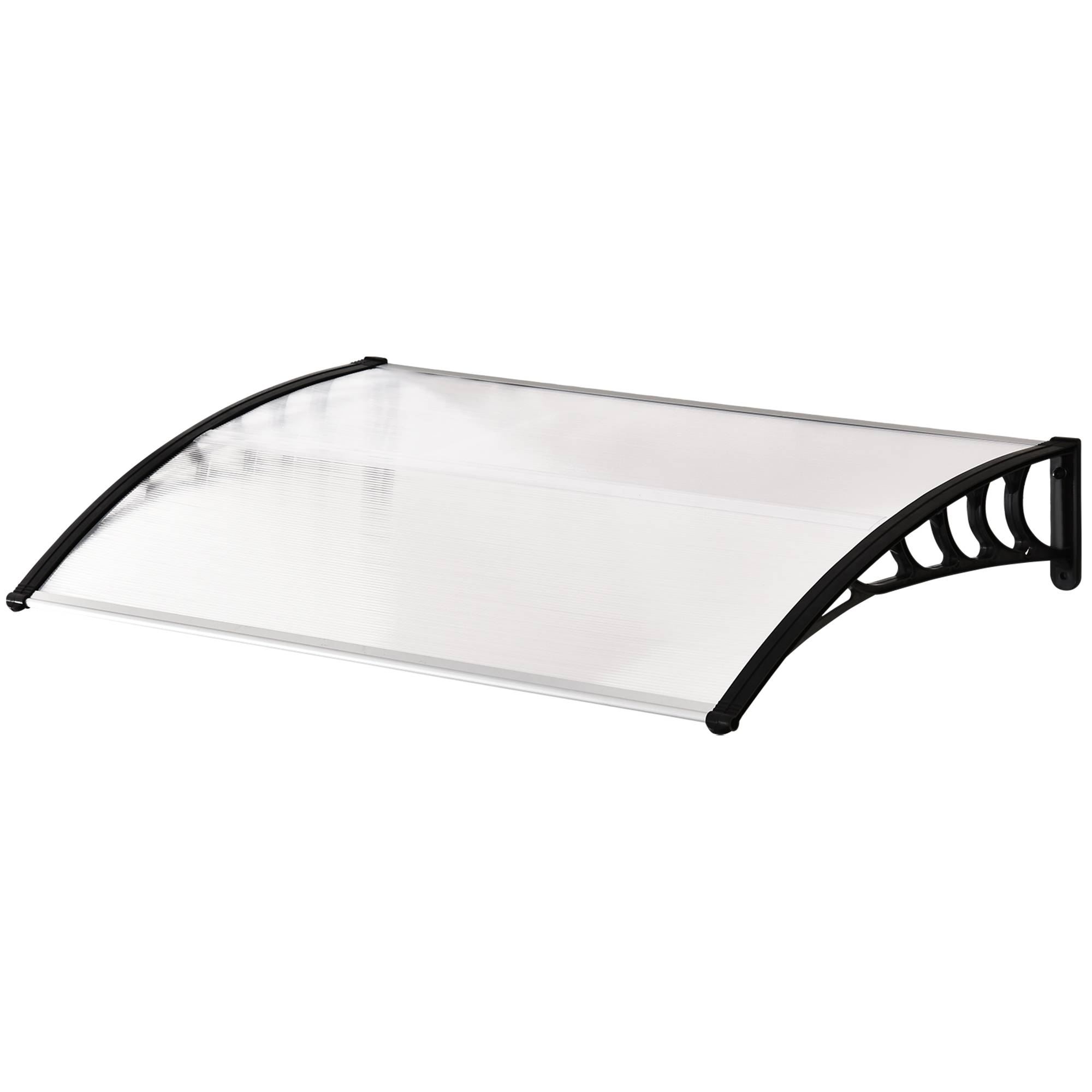 Auvent extérieur en alliage d'aluminium pour portes et fenêtres, 150 x 90 x 25 cm, transparent - Image 2