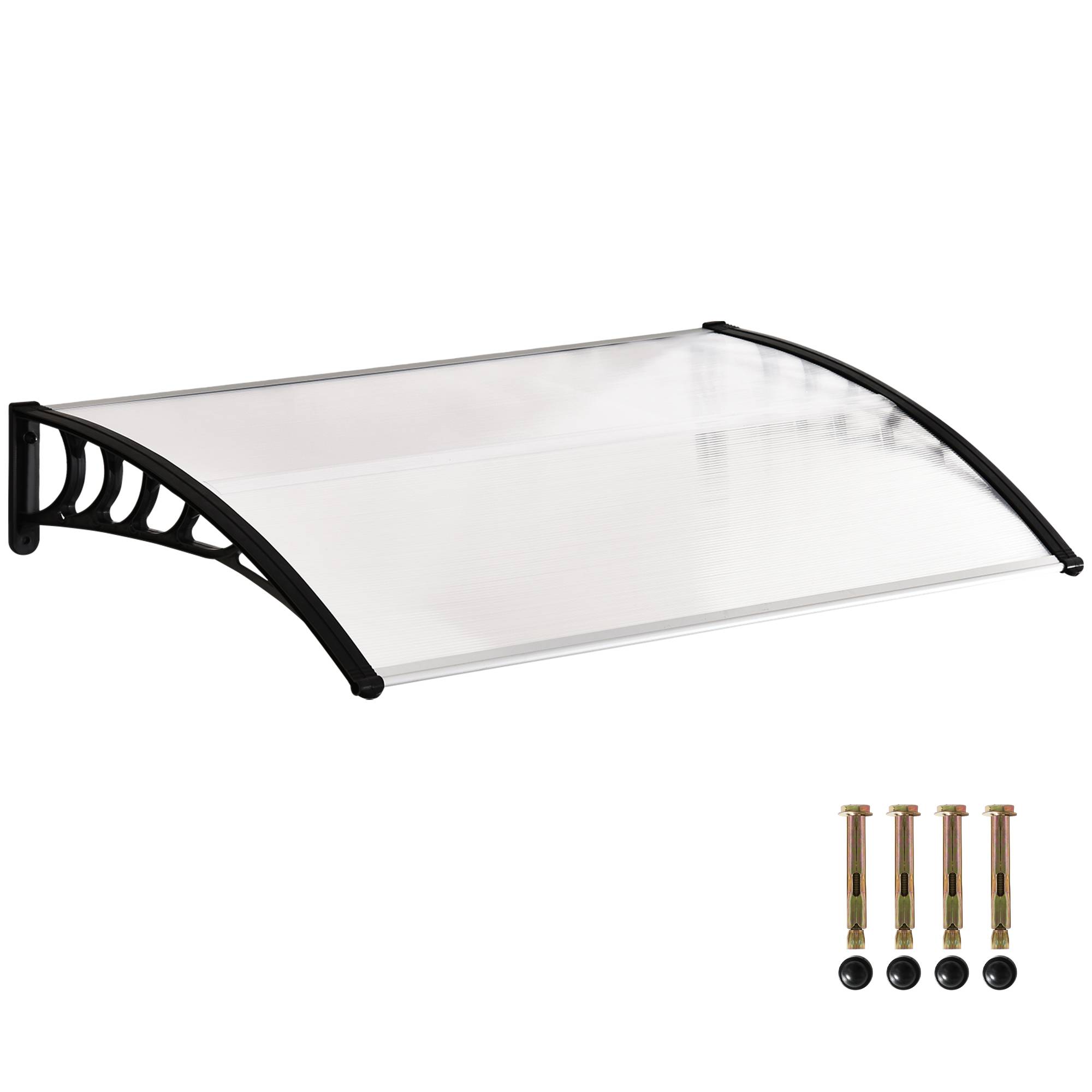 Auvent extérieur en alliage d'aluminium pour portes et fenêtres, 150 x 90 x 25 cm, transparent - Image 1