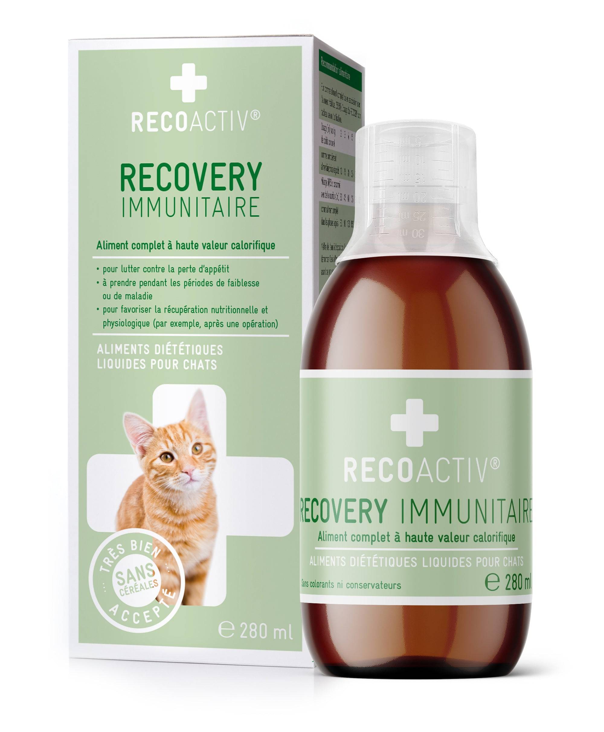 Immunitaire Tonique Recovery Immun pour chats, 280ml, en cas de malnutrition, en convalescence, pour la prise de poids - RECOACTIV® - Image 1