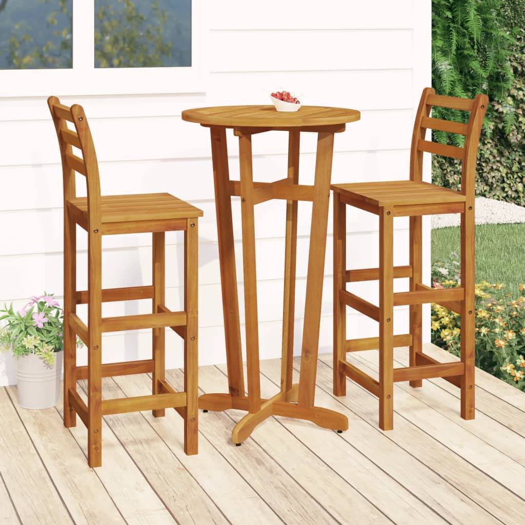 Maison Chic - Ensemble de 3 pcs bar de jardin - Mobilier d'extérieur - Mobilier de jardin bois d'acacia solide-JU2196 - Image 2