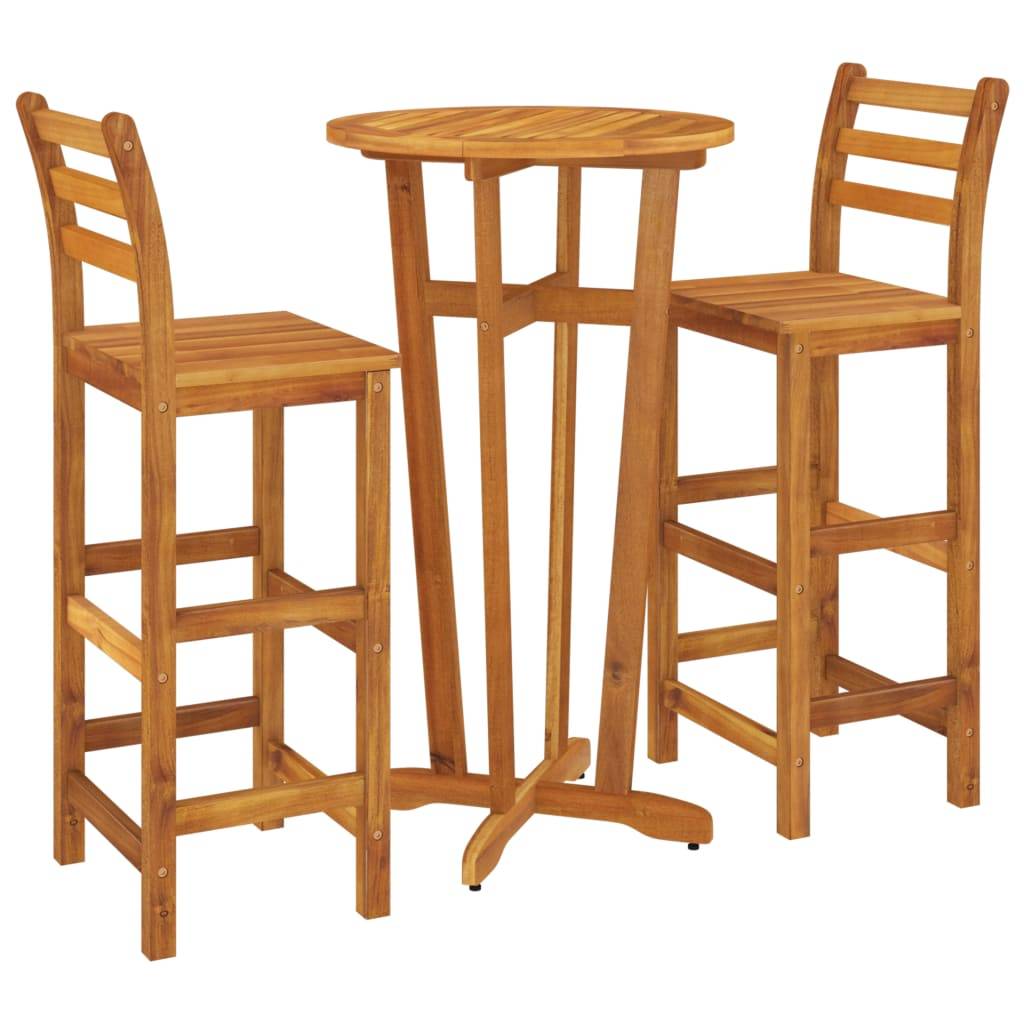Maison Chic - Ensemble de 3 pcs bar de jardin - Mobilier d'extérieur - Mobilier de jardin bois d'acacia solide-JU2196 - Image 3