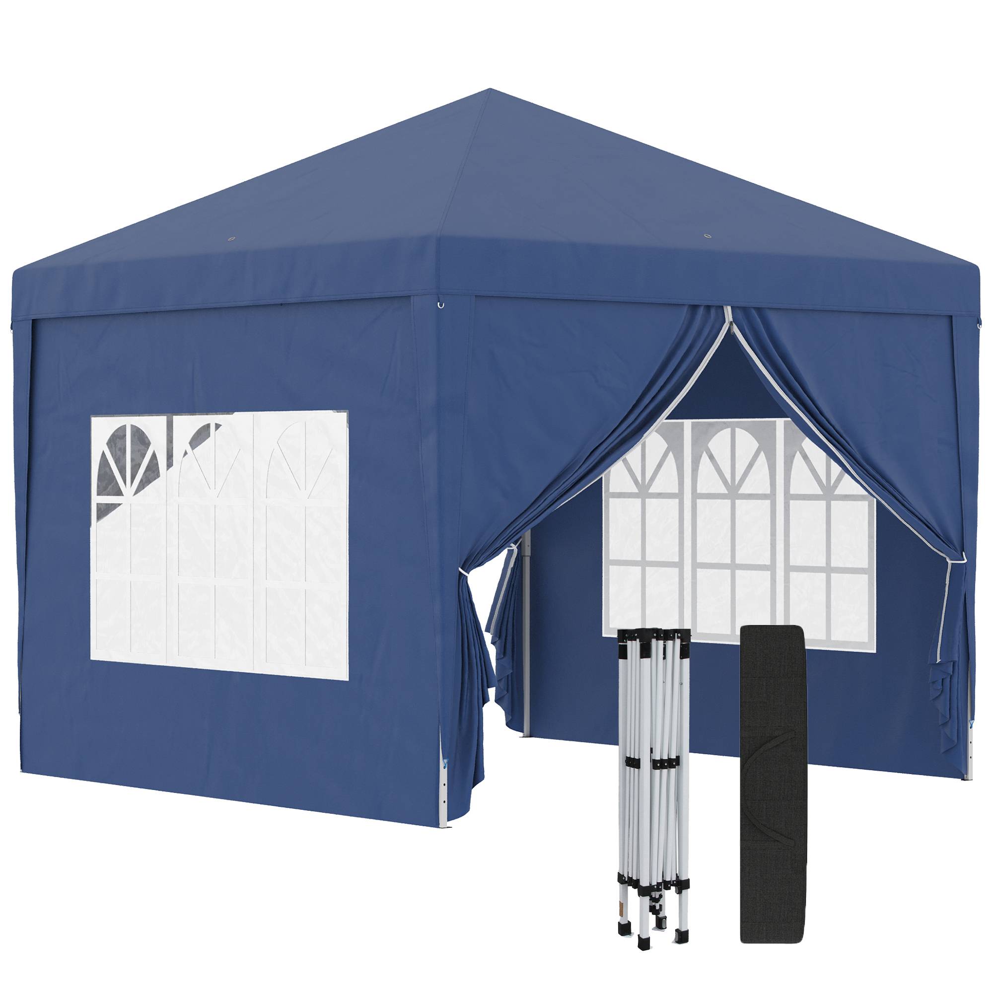 Sans Marque - Tonnelle pliante avec 4 parois amovibles, 3 x 3 m, avec sac de transport, imperméable et anti-UV, bleue. - Image 1