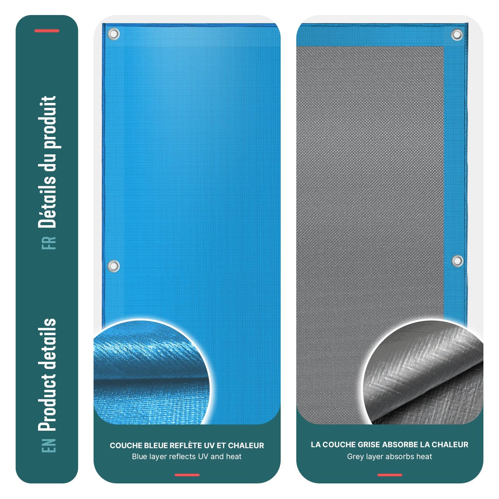 Bache piscine rectangulaire en Polyethylene 160 gr/m2 8x14m Bleue foncé - Image 6