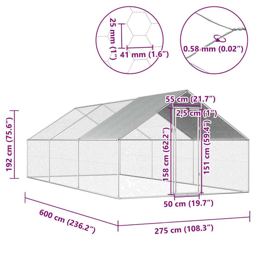 Vidaxl - Poulailler d'extérieur 2,75 x 6 x 1,92 m Acier galvanisé vidaXL 170790 - Image 7
