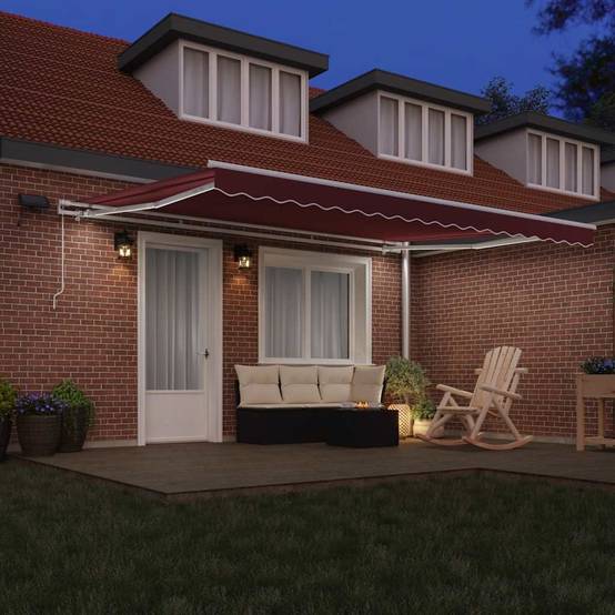 Store banne manuel aluminium abri terrasse ajustable avec éclairage LED 4,5x3m bordeaux - ComfortXL Outdoor Living - Image 3