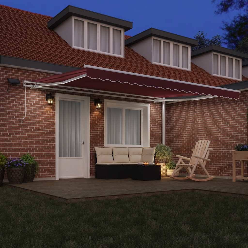 Store banne manuel aluminium abri terrasse ajustable avec éclairage LED 4,5x3m bordeaux - ComfortXL Outdoor Living - Image 3