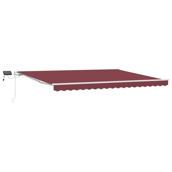 Store banne manuel aluminium abri terrasse ajustable avec éclairage LED 4,5x3m bordeaux - ComfortXL Outdoor Living - Image 2