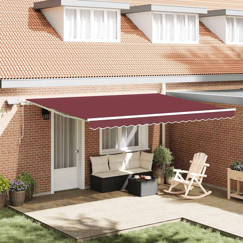 Store banne manuel aluminium abri terrasse ajustable avec éclairage LED 4,5x3m bordeaux - ComfortXL Outdoor Living - Image 1