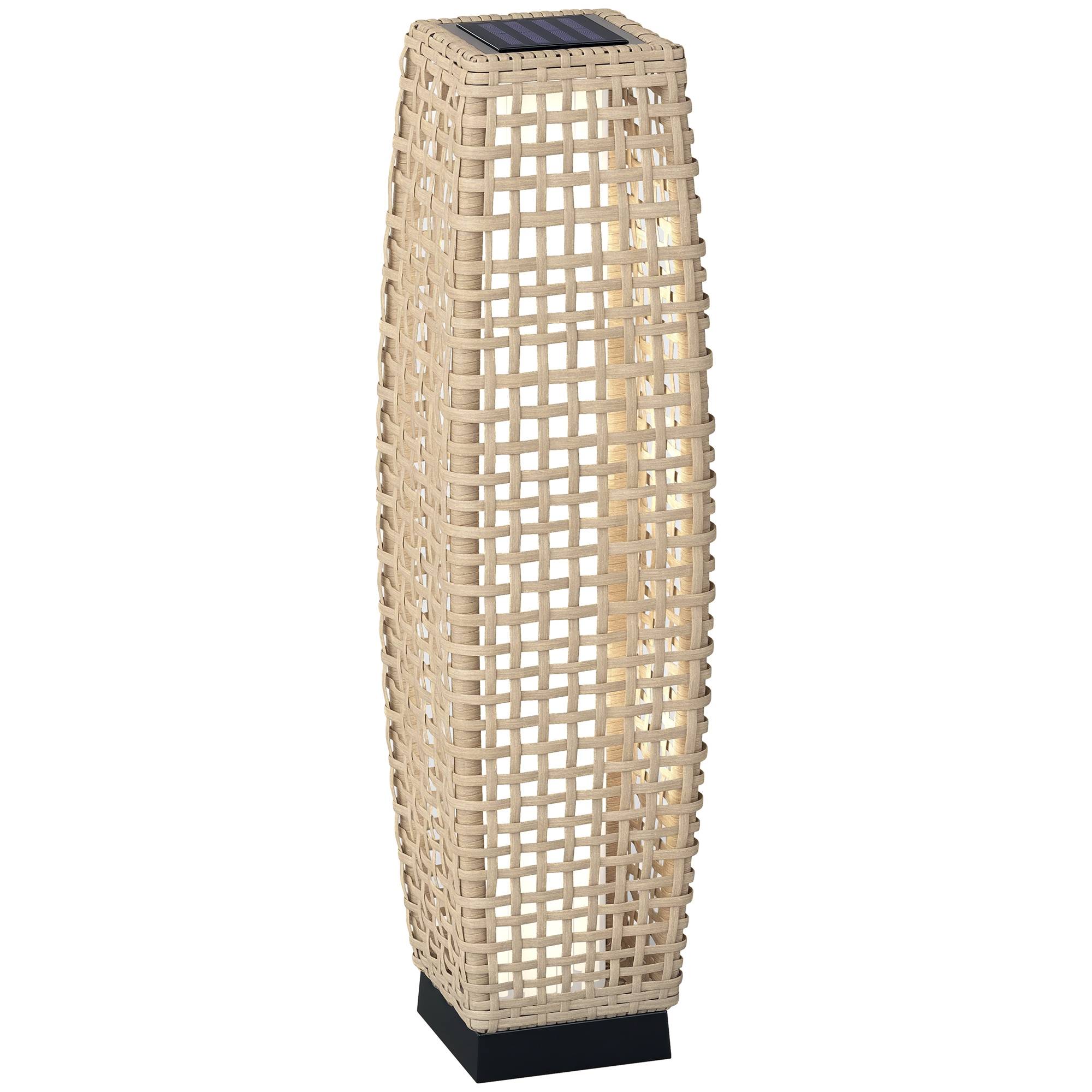 Outsunny - Lampe solaire LED à poser jardin 21x21x78 cm résine tressée imitation rotin naturel - Outsunny - Image 1