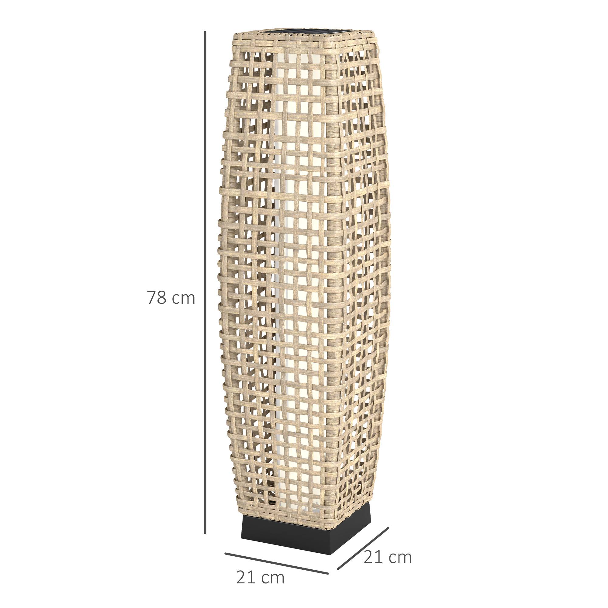 Outsunny - Lampe solaire LED à poser jardin 21x21x78 cm résine tressée imitation rotin naturel - Outsunny - Image 3