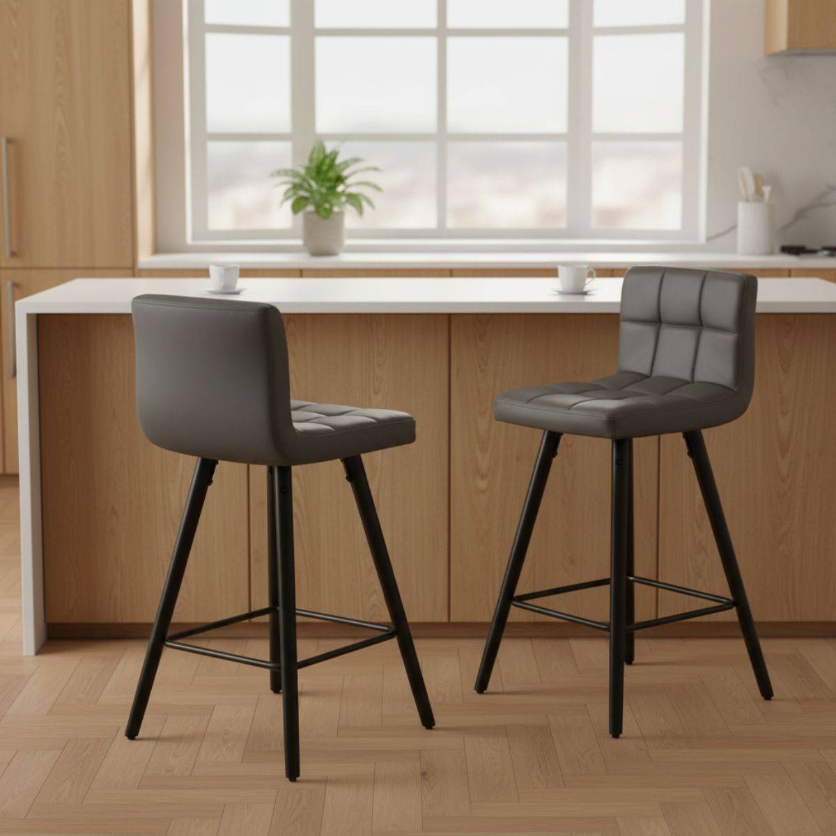 Lot de 2 Tabourets Gris - SOREN - Image 2