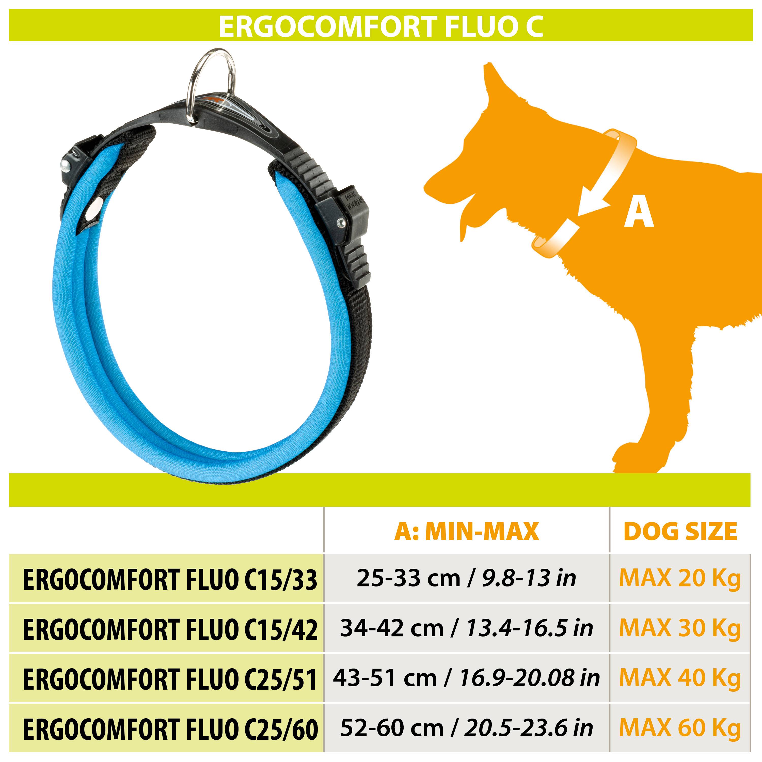 Ferplast - Collier Ergonomique pour Chiens ERGOFLUO C15/33 avec Rembourrage et Fermeture à Micro-régulation - Imagen 2