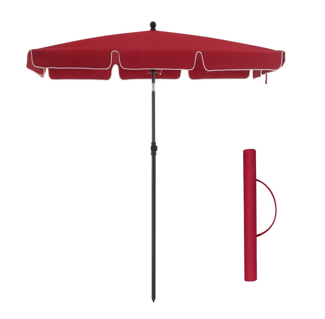 Helloshop26 - Parasol de balcon rectangulaire 2 x 1,25 m protection UPF 50+ ombrelle toile avec revêtement sac de transport terrasse jardin sans socle rouge - Imagen 1