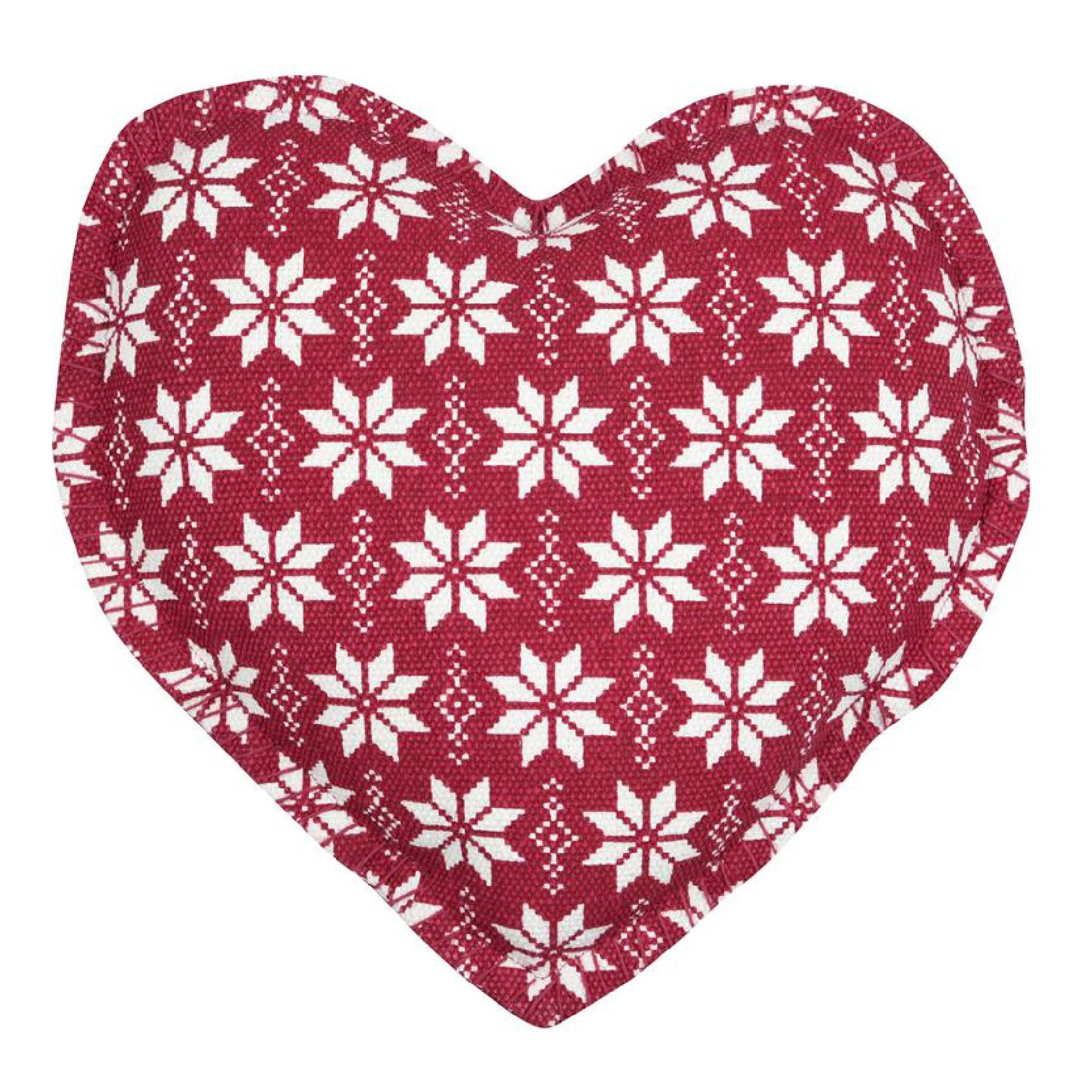 Lovely Casa - Coussin coeur esprit chalet traditionnel - LOVELY CASA - Coton - Rouge - Imagen 1