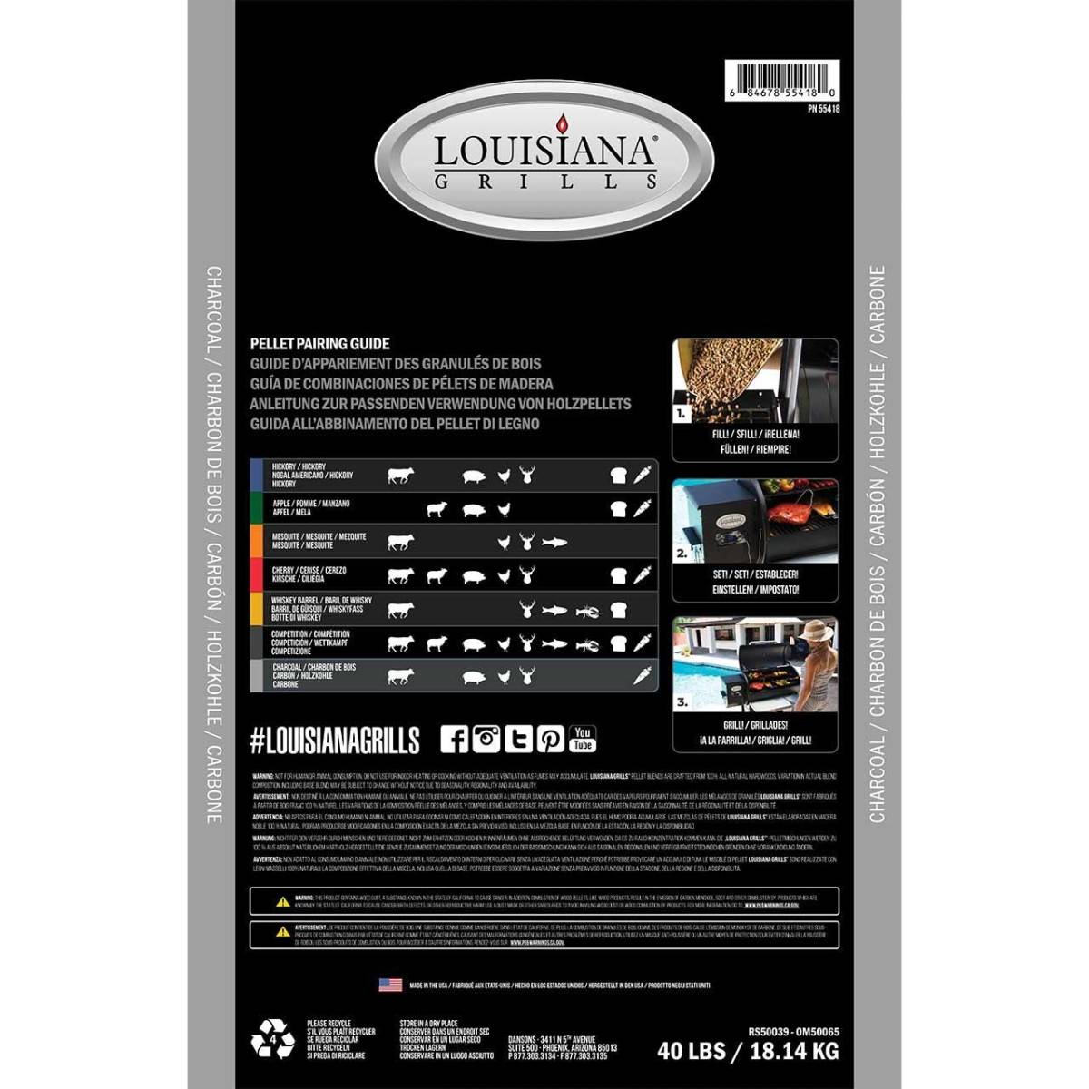 Sac de pellets alimentaire 18 kg granulés Saveur charbon Louisiana Grills - Imagen 2