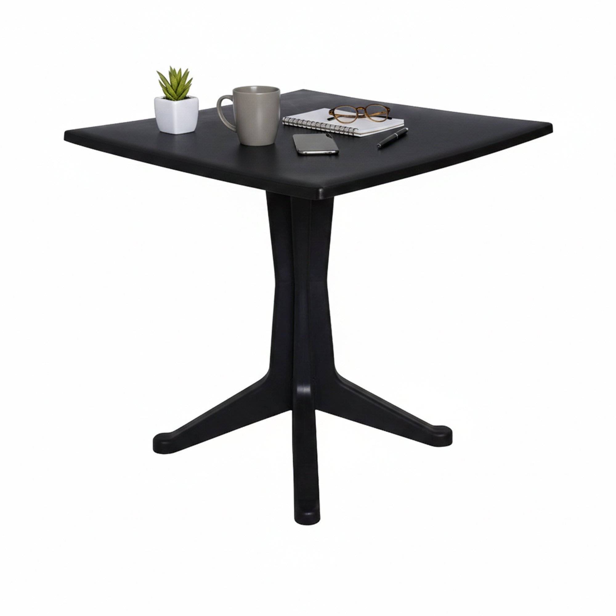 Dmora - Table d'extérieur Trani, Étagère carrée fixe, Table de jardin polyvalente, 100% Made in Italy, 70x70h72 cm, Anthracite - Dmora - Imagen 1