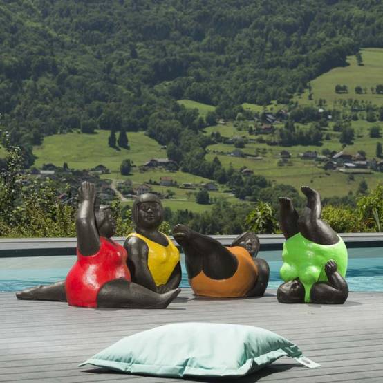 Statue femme ronde design en vert - Image 7