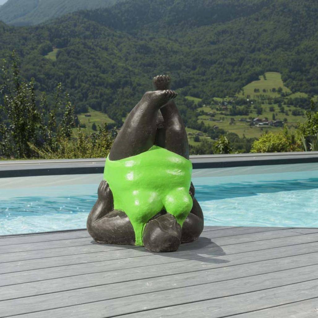 Statue femme ronde design en vert - Image 4