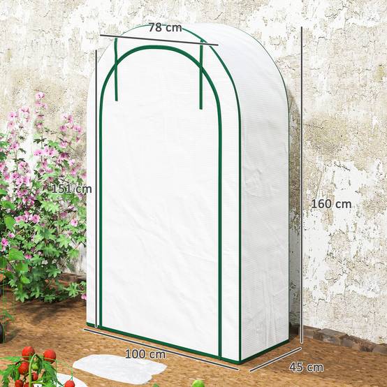 Serre de jardin compacte en acier avec étagères - 100 x 45 x 160 cm, blanc - Image 4