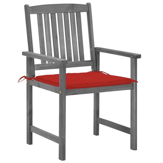 Chaises de jardin bois acacia gris et rouge 61 x 57 x 92 cm - PANGIVO - Image 3