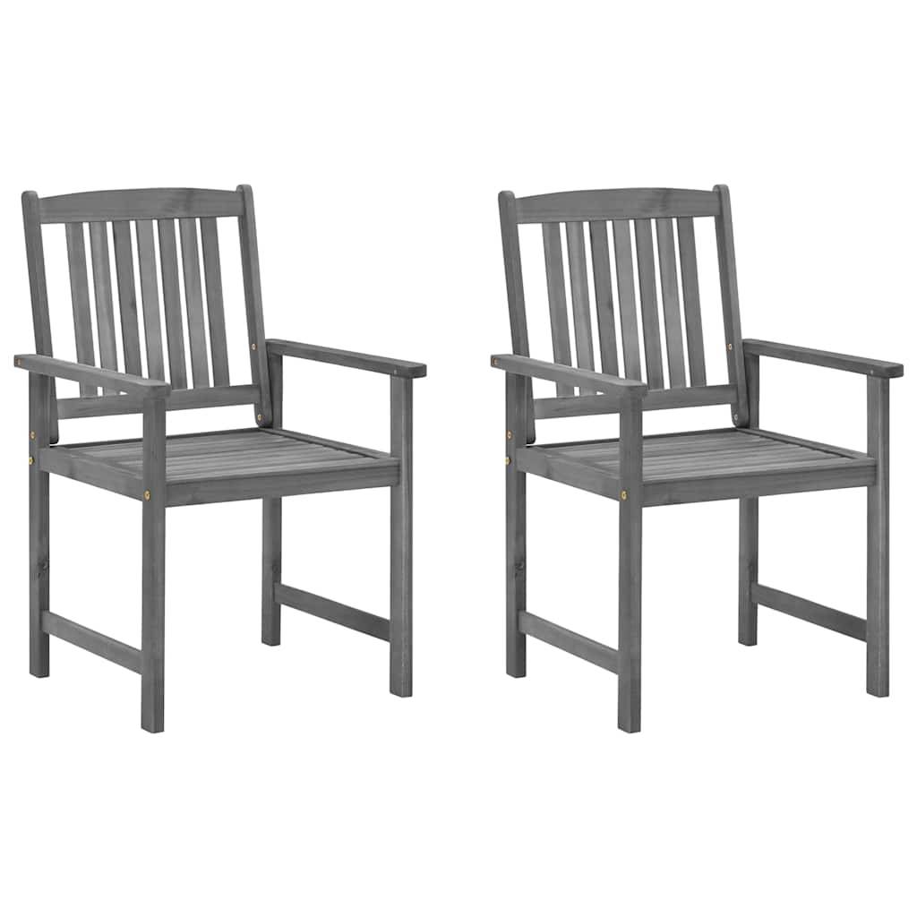 Chaises de jardin bois acacia gris et rouge 61 x 57 x 92 cm - PANGIVO - Image 2