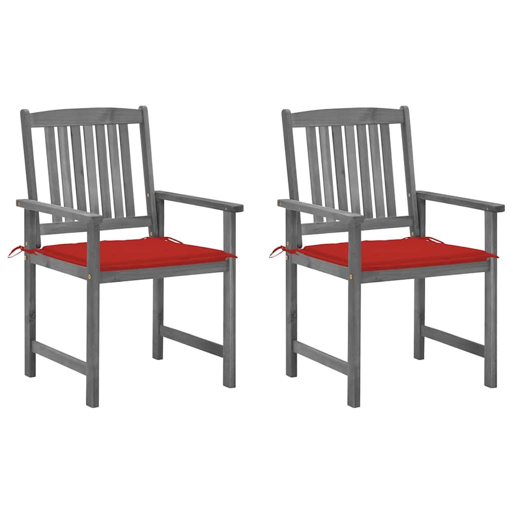 Chaises de jardin bois acacia gris et rouge 61 x 57 x 92 cm - PANGIVO - Image 1