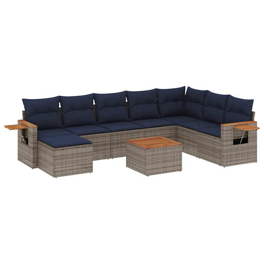 Salon de jardin 8 personnes Résine tressée modulable table d'appoint en bois Gris – ComfortXL Outdoor Living - Image 2