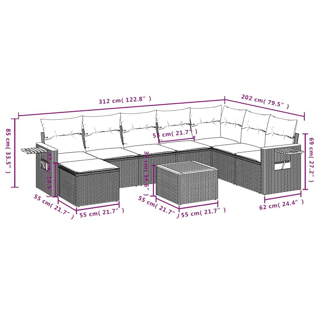 Salon de jardin 8 personnes Résine tressée modulable table d'appoint en bois Gris – ComfortXL Outdoor Living - Image 10