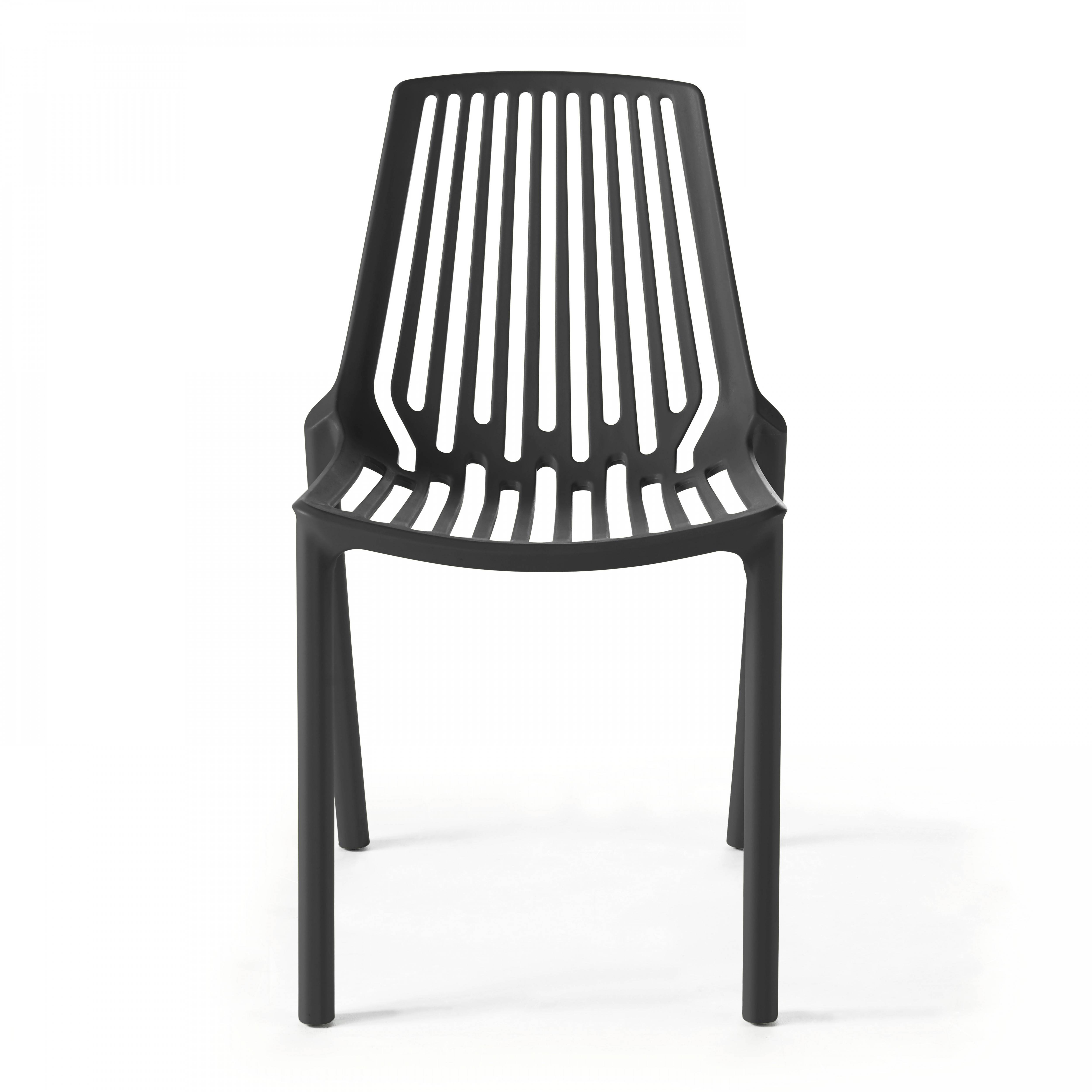 Oviala - Chaise de jardin ajourée en plastique noir Paris - Oviala - Imagen 4