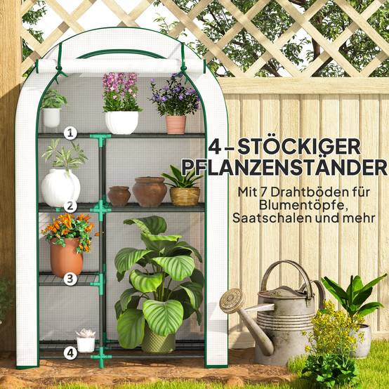 Serre Balcon 4 Étages Acier Housse Protection Hivernage 100x45x160cm Blanc - ComfortXL Outdoor Living - Image 5
